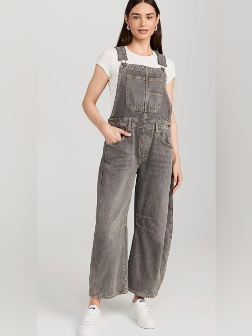 NWT Free People Good Luck Barrel overalls in archive grey size XL